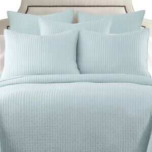 Levtex Cross Stitch Stitching 3 Pc Quilt Set Aqua Blue Full/Queen